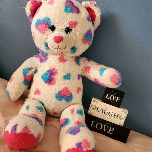 Build a Bear Workshop White Bear with Hearts - Picture 2 of 16